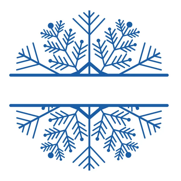 Decorazione Cornice Fiocco Neve Monogramma Testo Ritaglio Linea Isolata Sfondo — Vettoriale Stock