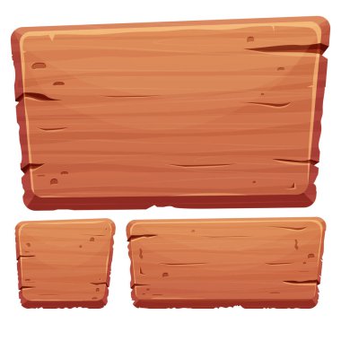 Çizgi film tarzında ahşap düğme ayarlandı. Kırık detaylar beyaz arkaplanda izole edildi. Oyun varlıkları, ui arayüzü, menü. Uygulama için farklı şekillerin koleksiyonu.