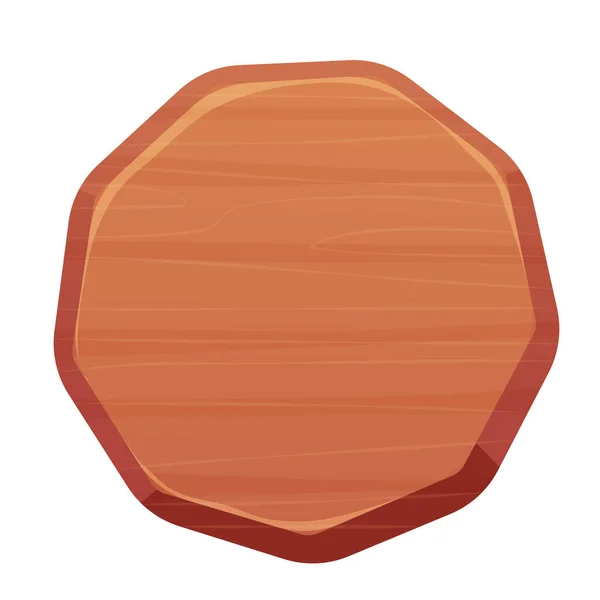 木制标志 木制圆形空木板 卡通风格 白色背景隔离 游戏资产 Ui元素 按摩器 装饰品 是的矢量说明 — 图库矢量图片