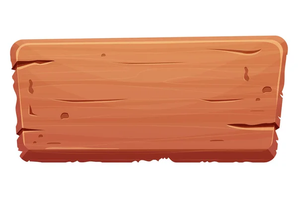 Holzschild Banner Hölzerne Leere Planke Cartoon Stil Isoliert Auf Weißem — Stockvektor