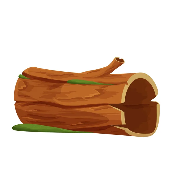 Vieux Bois Bûche Arbre Tronc Avec Mousse Vide Style Dessin — Image vectorielle