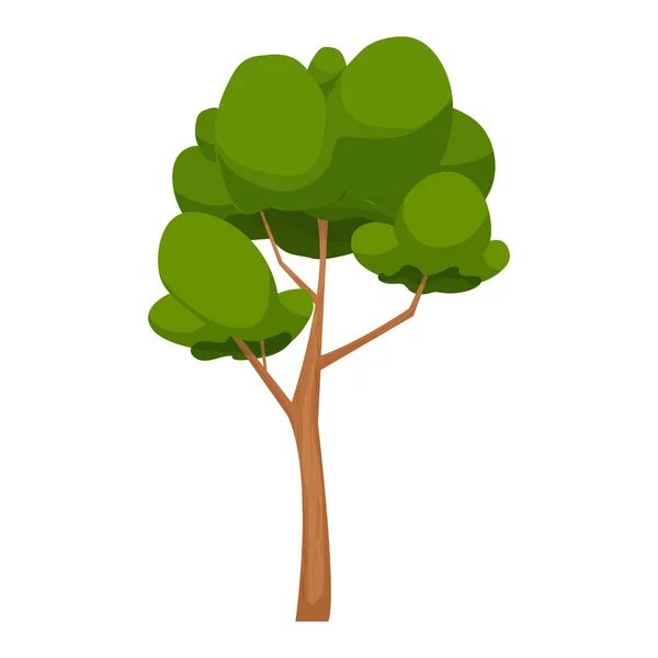 Árvore cômica floresta, detalhado e texturizado em estilo cartoon isolado em fundo branco. Alto e licitação com tronco e folhagem. — Vetor de Stock