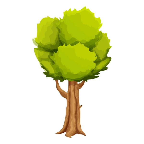 Árvore cômica floresta, detalhado e texturizado em estilo cartoon isolado em fundo branco. Alto e licitação com tronco e folhagem. — Vetor de Stock