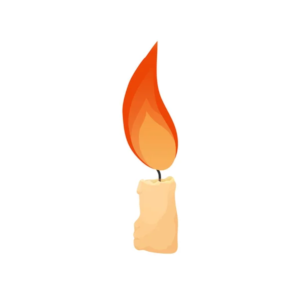 Candle with fire in cartoon style isolated on white background. Mystic, magic decoration. — Stock Vector