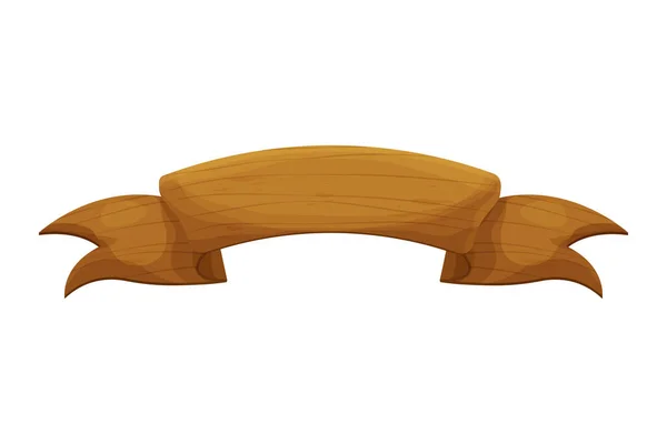 Banner rústico de madeira, fita em estilo cartoon isolado no fundo branco. Um velho pedaço de tábua texturizado, tabuleta. Activo Gui. — Vetor de Stock