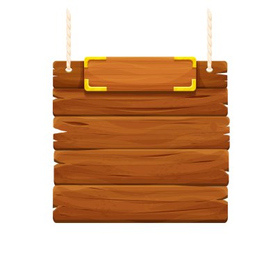 Ahşap çerçeve, altın rengi afiş ve beyaz arka planda izole edilmiş çizgi film tarzında ip. Eskiler 'in tabelası detaylı ve desenli. Ui oyun varlığı. 