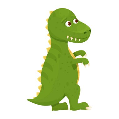 Dinozor, yavru hayvan t rex fantezi fosil hayvan çizgi film tarzında beyaz arka planda izole. Şirin dino karakteri, komik canavar. Yazdır, bebek partisi.