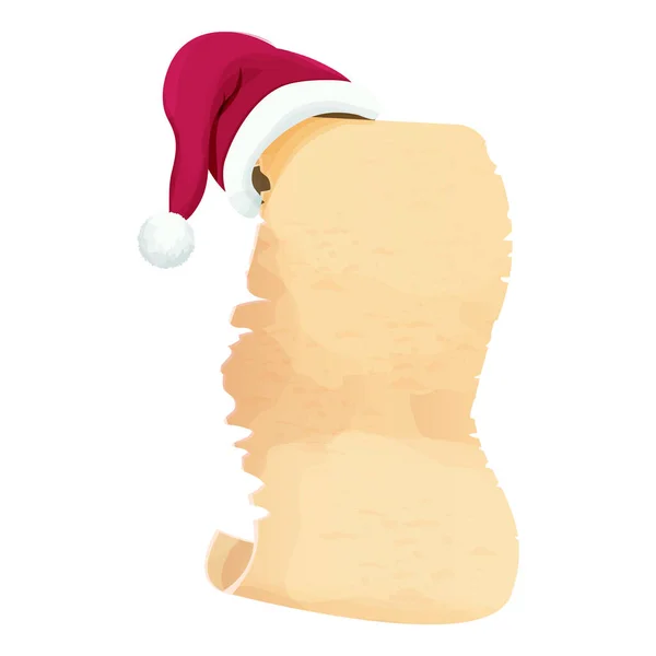 Pergamino Desplazarse Carta Navidad Vacía Con Sombrero Santa Estilo Dibujos — Vector de stock