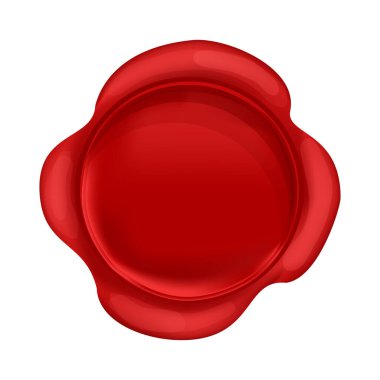 Beyaz arkaplanda izole edilmiş kırmızı renkli balmumu mühür. Gizli, kaliteli bir sembol. - Evet. Vektör illüstrasyonu