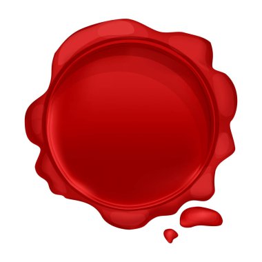 Beyaz arkaplanda izole edilmiş kırmızı renkli balmumu mühür. Gizli, kaliteli bir sembol. - Evet. Vektör illüstrasyonu