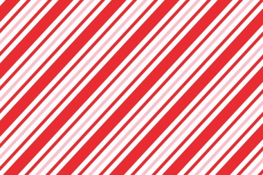Candy cane red and pink retro diagonal stripes background, bg, winter holiday simple line wrapping paper texture. Repeating decoration wallpaper. Vector illustration