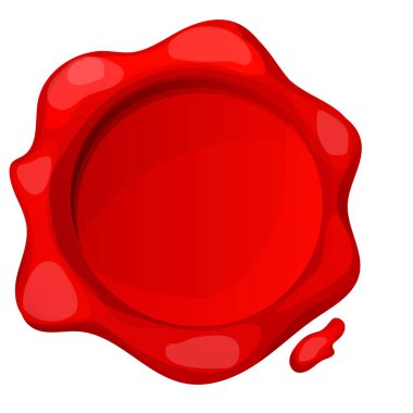 Red wax seal heart round isolated. Holiday stamp, love letter decoration. Blank sealing wax stamp decorative element. Elegant vintage sign clip art . Vector illustration