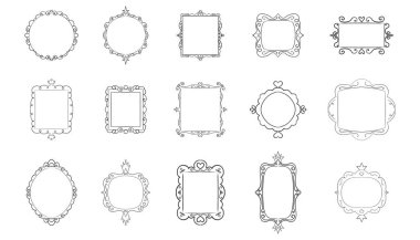 Prenses çerçeve aynası çizgi perisi. Bebek prenses için taçlı tuhaf, sevimli karalama aynaları. Koleksiyon zarif pastel dekor. Vektör illüstrasyonu