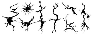 Crack wall, ground texture breaks on land surface. Ground fissure line sketch set. Crash fracture, land damage, earthquake. Vector illustration