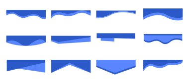 Başlık web sitesi ayırıcı sınır şablonu, eğri dalgalı ayırıcı, modern alt kısım. Soyut afiş kapağı koleksiyonu. - Evet. Vektör illüstrasyonu