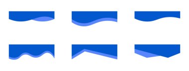 Başlık web sitesi ayırıcı sınır şablonu, eğri dalgalı ayırıcı, modern alt kısım. Soyut afiş kapağı koleksiyonu. - Evet. Vektör illüstrasyonu