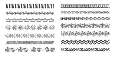 Afrika kabilesinin etnik sınırını çiz, çiziktirici el geometrik şekillerden izole edilmiş olsun. Boho motif İskandinav srtoke, geleneksel yerel dekor. Vektör illüstrasyonu