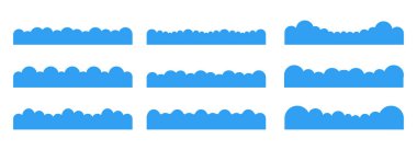 Basit bulut bölücü web site ayırıcı seti. Kabarık kıvrımlı kenar başlık bölümü. Sancak için mavi kenar, çerçeve altı, şablon. Vektör illüstrasyonu