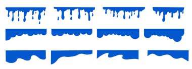 Basit bulut bölücü web site ayırıcı seti. Kabarık kıvrımlı kenar başlık bölümü. Sancak için mavi kenar, çerçeve altı, şablon. Vektör illüstrasyonu