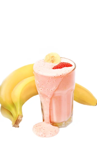 Banana strawberry milk smoothie — Stock Photo, Image