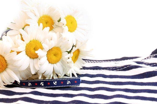 Summer sea background daisy striped marine  vest