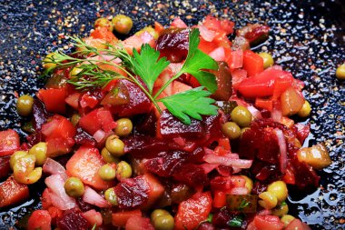 pancar sos Rus mutfak rustik tarzı eko ile sebze salatası diyet sağlıklı ev yemekleri