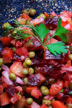 pancar sos Rus mutfak rustik tarzı eko ile sebze salatası diyet sağlıklı ev yemekleri