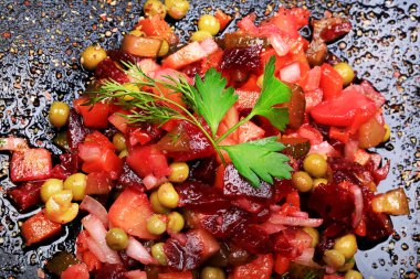 pancar sos Rus mutfak rustik tarzı eko ile sebze salatası diyet sağlıklı ev yemekleri