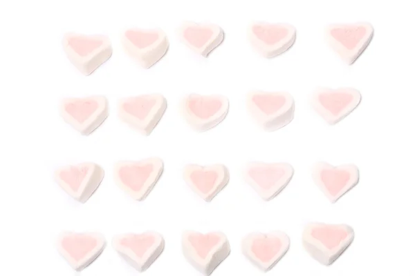 Gentle romantic background marshmallow hearts of Valentine's Day pattern — Stock Photo, Image