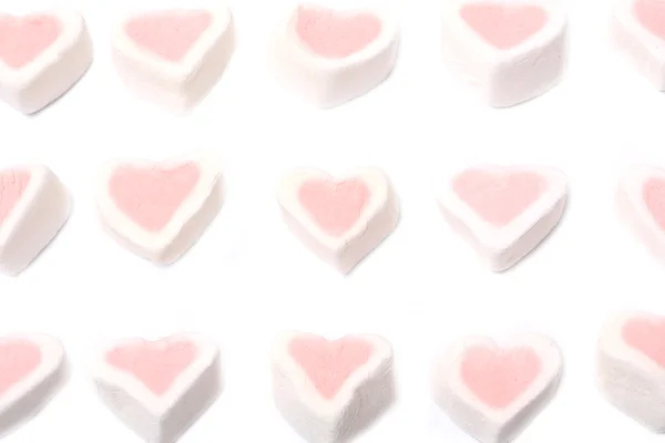 Sanfte romantische Hintergrund Marshmallow Herzen Valentinstag Muster — Stockfoto