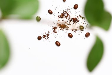 Kozmetik doğal konsept. Yüz ve vücut için doğal çevre dostu ev yapımı kahve fırçası..