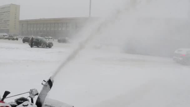 Eliminación Nieve Ciudad Día Invierno Rusia Moscú 2021 — Vídeos de Stock