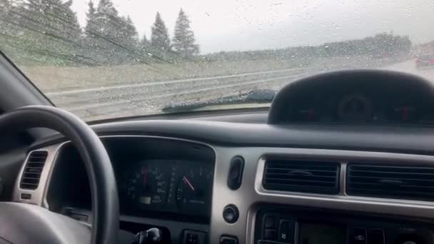 Passeio Carro Chuva — Vídeo de Stock