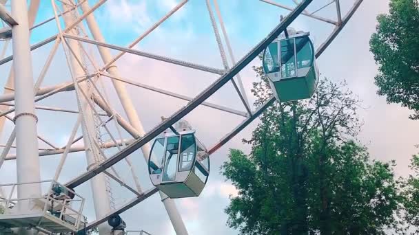Roda gigante no parque da cidade — Vídeo de Stock
