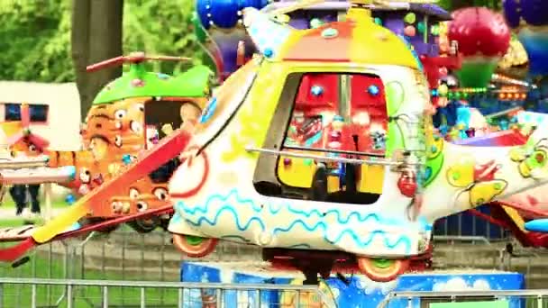 Carousel in an amusement park. Russia Rostov-on-Don 30.06.2021 — Stock Video