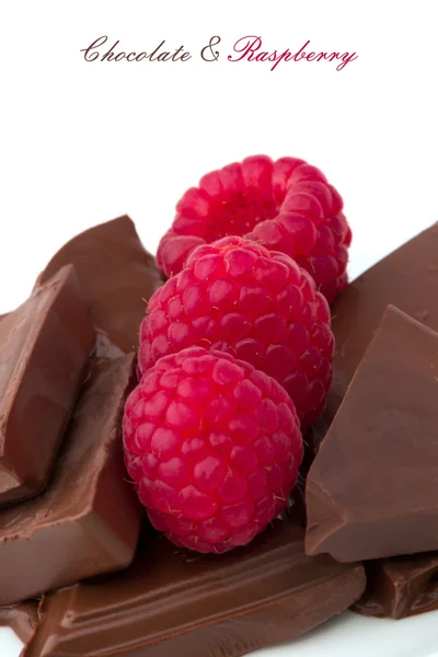 Postre de frambuesa chocolate aislado sobre fondo blanco enfoque selectivo suave —  Fotos de Stock