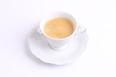 beyaz zemin seramik Çin hindiba üzerinde izole kahve beyaz kupa