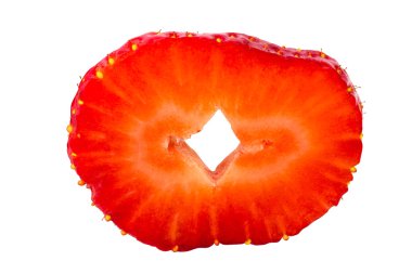 cut half of strawberry isolated on white background berry slice