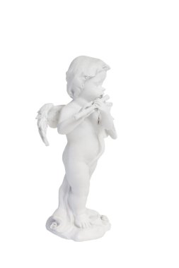 Angel playing the flute figure figurine isolated on a white background