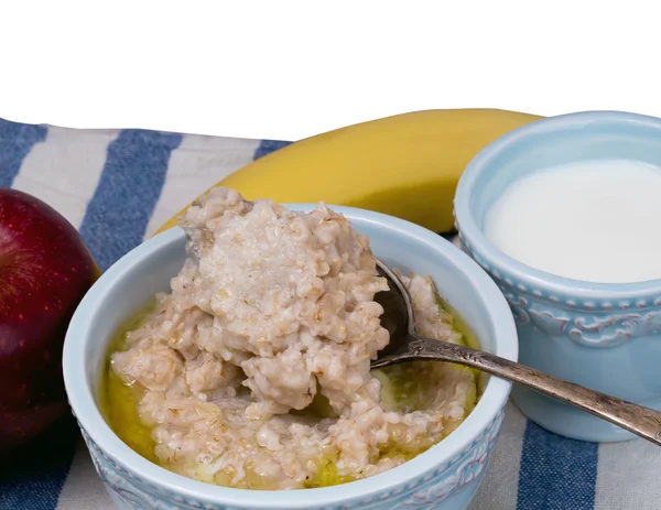 Frühstück Haferflocken Butter hausgemacht Bio gesunde Lebensmittel — Stockfoto