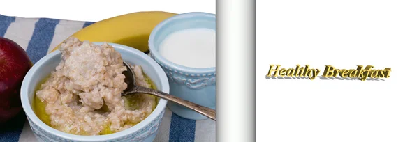 Frühstück Haferflocken Butter hausgemacht Bio gesunde Lebensmittel — Stockfoto