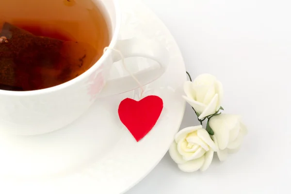 Čaj srdce na bílém podkladu organické eco zdravý život relaxace — Stock fotografie