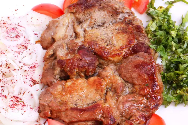 Жареное мясо лук здоровой домашней пищи барбекю диета — стоковое фото