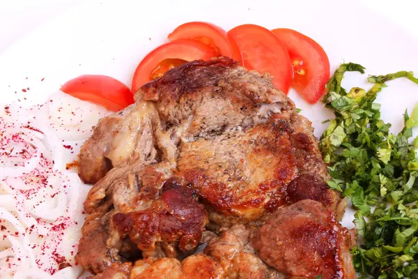 Жареное мясо лук здоровой домашней пищи барбекю диета — стоковое фото
