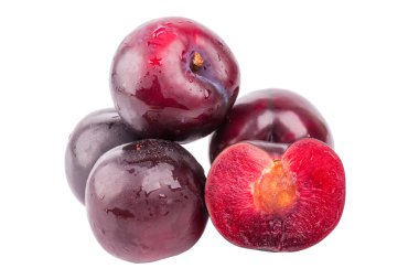 plum isolated on a white background juicy ripe red