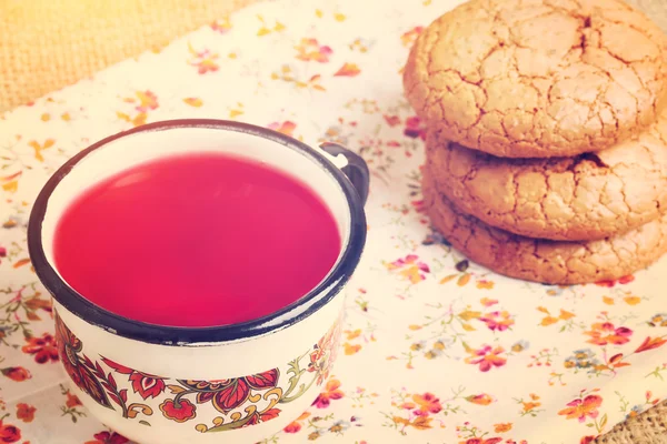 Berry compote with almond biscuits rural lunch home cooking — Stock fotografie