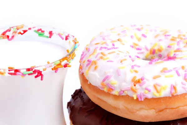 Donuts cup milk Lunch rural home cooking — Stock Fotó