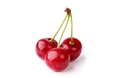 Beyaz arka plan çiftlik Organik ürün üzerinde izole üç kiraz