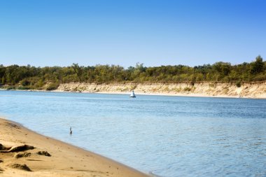 Don Nehri kum kıyı gökyüzü plaj manzara doğa Rusya