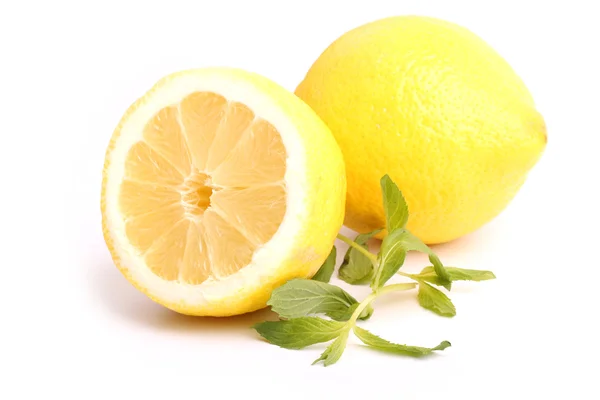 Lemon and mint isolated on white background — Stock Photo, Image